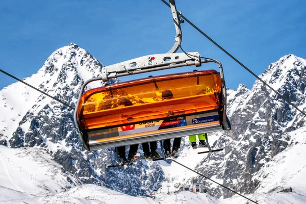 Tatranska Lomnica Slowakei März 2022 Skilift Und Gipfel Lomnicky Stit — Stockfoto