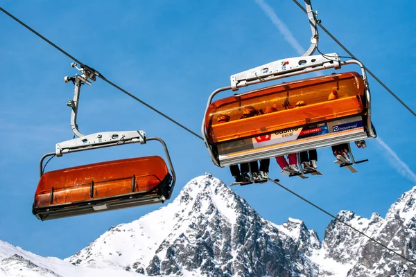 Tatranska Lomnica Slovakia March 2022 Ski Lift Peak Lomnicky Stit — Stock Photo, Image