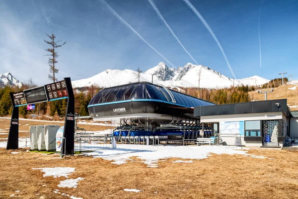 Tatranska Lomnica Slovakia March 2022 Station Ski Lift Chair Resort — стокове фото
