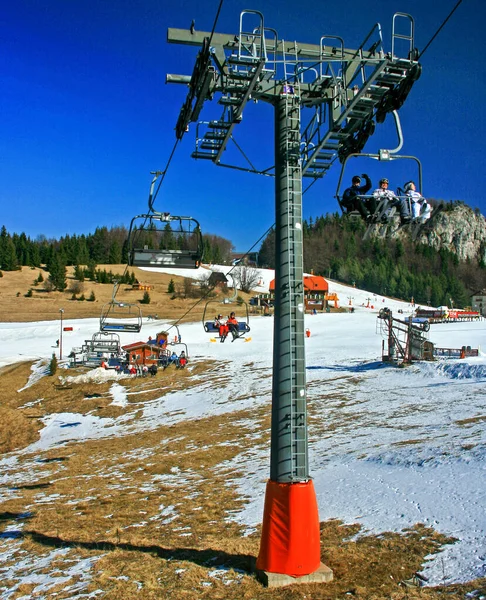 Ruzomberok Slovakia March 2011 Ski Lift Resort Hrabovo Malinno Brdo — Stock Photo, Image