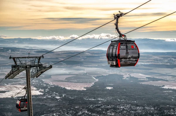 Tatranska Lomnica Slovakia February 2020 Gondola Lift Resort Tatranska Lomnica — 스톡 사진