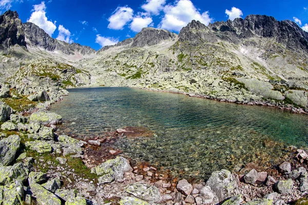 Schöner Sommertag Den Bergen See Und Gipfel Hintergrund Fünf Spisskych — Stockfoto