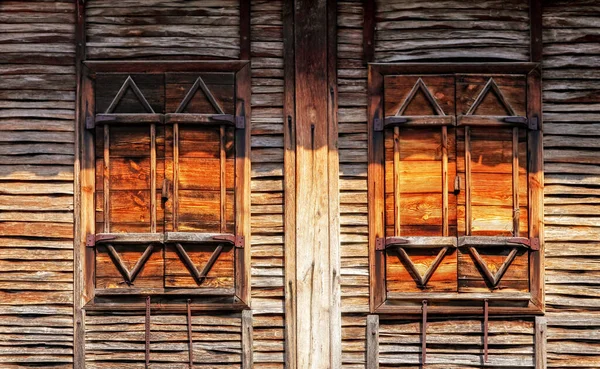 Volets Fermés Bois Sur Fenêtre Dans Vieille Ville Sozopol Bulgarie — Photo