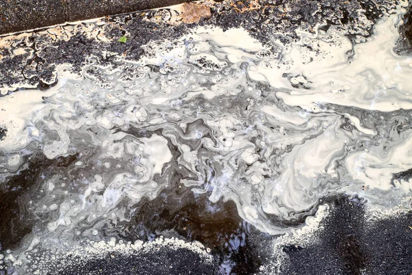 Gele Stuifmeel Het Water Asfaltweg Allergische Seizoen — Stockfoto