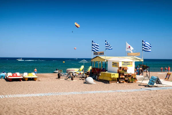 Faliraki Greece July 2022 Sandy Beach Water Sports Resort Faliraki — Stockfoto