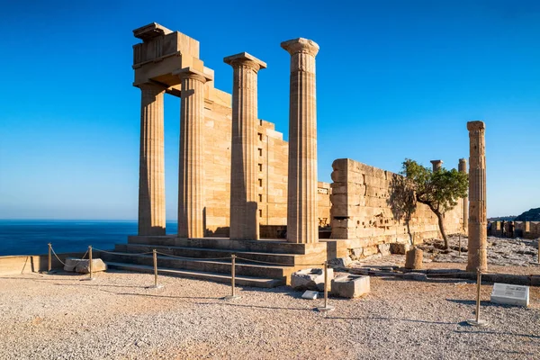 Lindos Greece July 2022 Doric Temple Athena Lindia Lindos Acropolis — Stockfoto