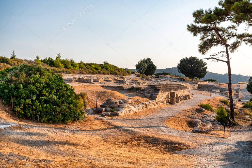 Archaeological site ancient Kamiros town in Rhodes island at Greece