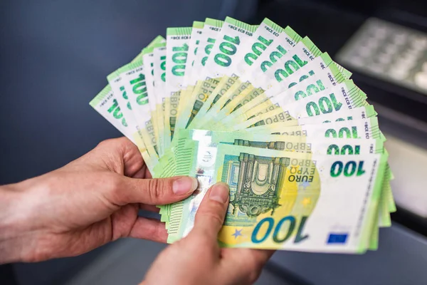 Lot Money Womana Lot Money Woman Hand Euro Banknotes Cach — Stockfoto