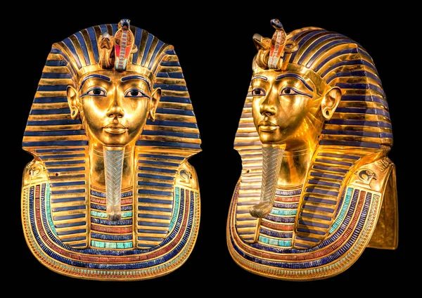 Tutankhamun Golden Burial Mask Black Bacground King Tut — Zdjęcie stockowe