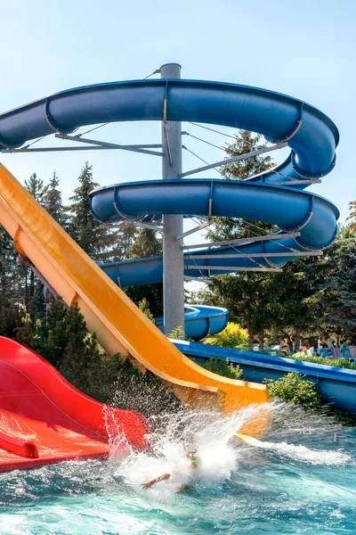Water Slide Aquapark Splashing Water — Stockfoto