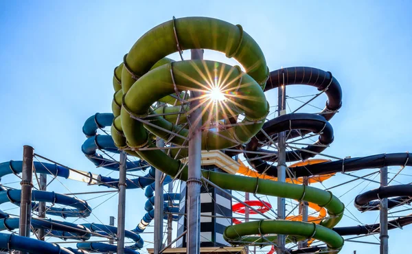 Colorful Water Slides Aqua Park — Stockfoto