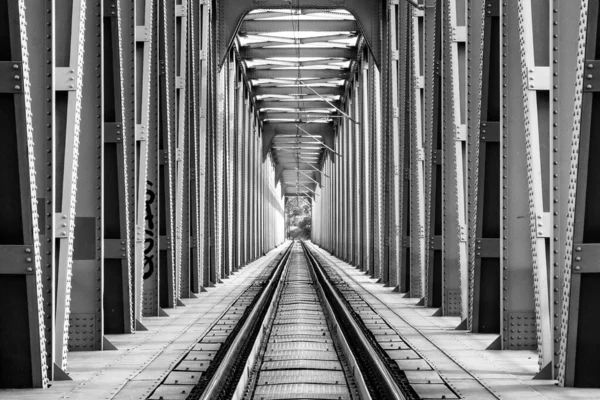 Old Railway Bridge Black White Photo — стоковое фото