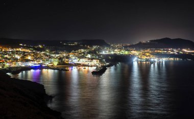 Village Panormos at Crete island in Greece at night.