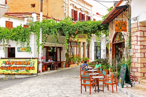Panormo Grecia Settembre Taverna Nel Piccolo Villaggio Balneare Panormo Sull — Foto Stock