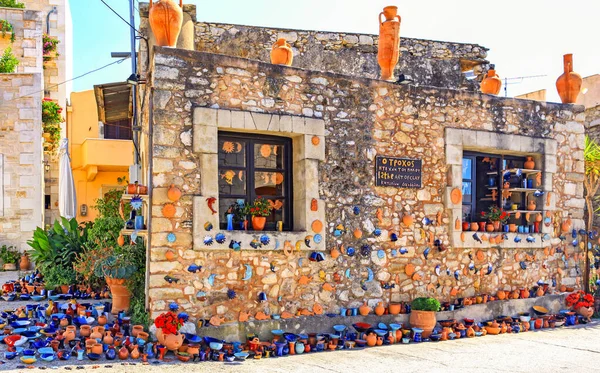 Margarites Greece September 2013 Market Decorated Handmade Ceramics Village Margarites — Stok fotoğraf