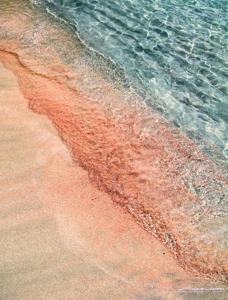 Shallow Clear Sea Pink Sand Elafonisi Crete Island Greece — Foto de Stock