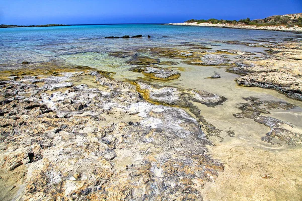 Shallow Clear Sea Elafonisi Crete Island Greece — Stock fotografie