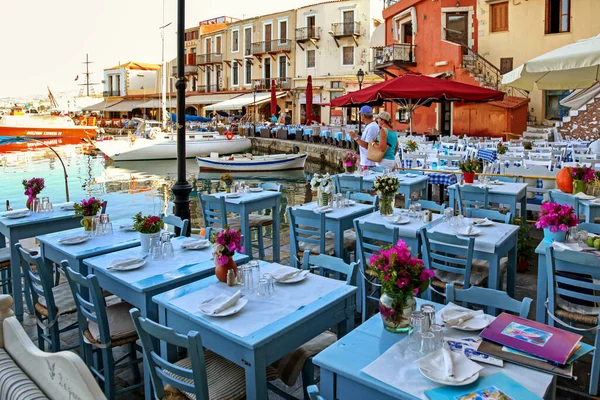 Rethymno Greece September 2013 Tavernas Restaurants Old Town City Rethymno — Stock Photo, Image