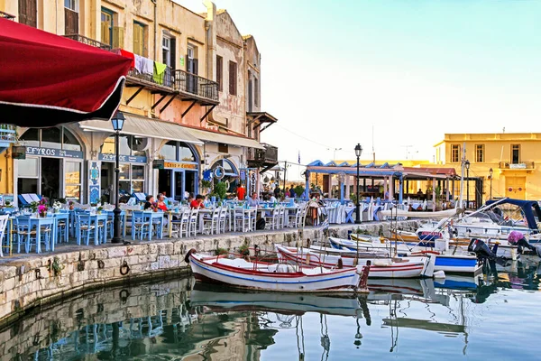 Rethymno Greece September 2013 Tavernas Restaurants Old Town City Rethymno — Stock Photo, Image