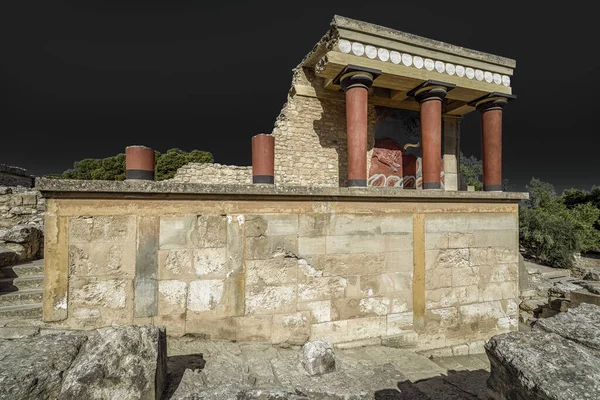 Ancient Ruins Knossos Palace Minoan Columns Largest Bronze Age Archaeological — Foto Stock