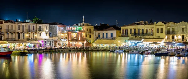 Rethymno Crete September 2017 Terrace Restaurant Full People Port City —  Fotos de Stock
