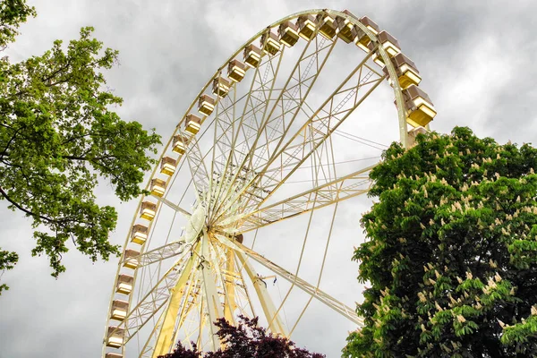 Roata Ferris Ochiul Budapestei Seara Ungaria — Fotografie, imagine de stoc