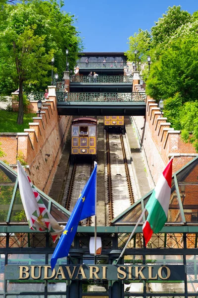 Βουδαπέστη Ουγγαρία Μαΐου Castle Hill Funicular Που Ονομάζεται Budavari Siklo — Φωτογραφία Αρχείου