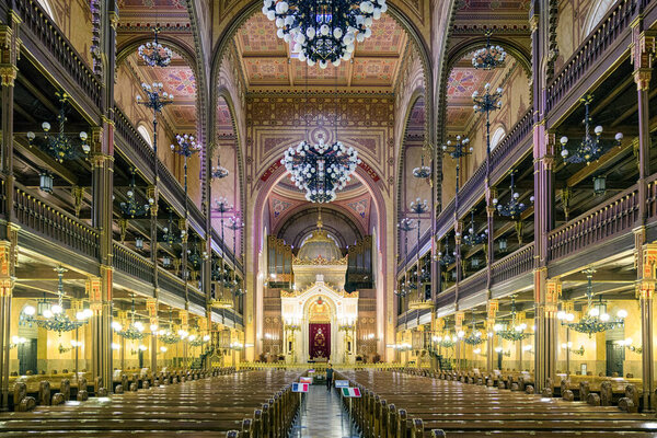 BUDAPEST, HUNGARY - MAY 7:  Great jewish synagogue - biggest in europe on May 7, 2017 in Budapest