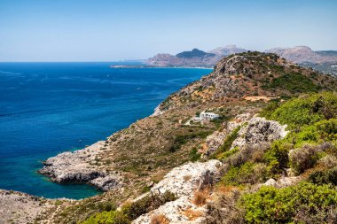 Coast of the island of Rhodes in Greece. Aegean sea at background