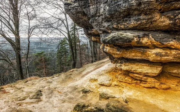 Кам Яні Утворення Походи Лісі Богемському Національному Парку Швейцарії Чехії — стокове фото