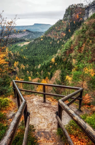 Vyhlídka Podzimním Lese Českém Švýcarsku — Stock fotografie