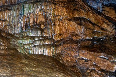 Stalactite, mağaranın dikdörtgen duvarları. Tasarım şablonu. Desen
