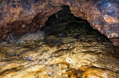 Stalactite, mağaranın dikdörtgen duvarları. Tasarım şablonu. Desen