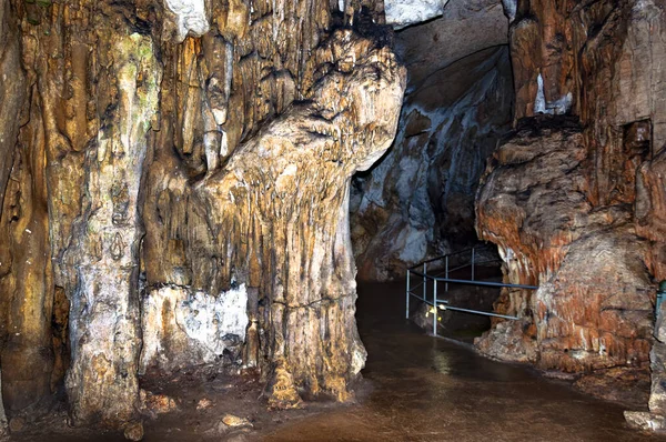 Crimea Ukraine Stalactites Stalagmites Walls Emine Bair Khosar Cave Template — Stock Photo, Image