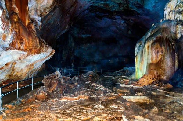 Crimea Ukraine Stalactites Stalagmites Walls Emine Bair Khosar Cave Template — Stock Photo, Image