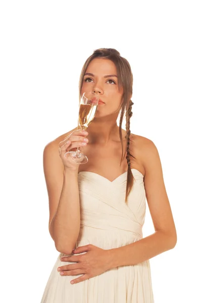 Bellezza con bicchiere di champagne — Foto Stock