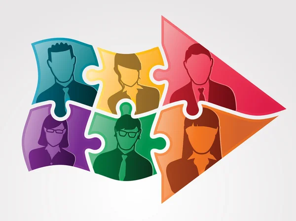 Business Teamwork Puzzle Arrow — Stock Vector