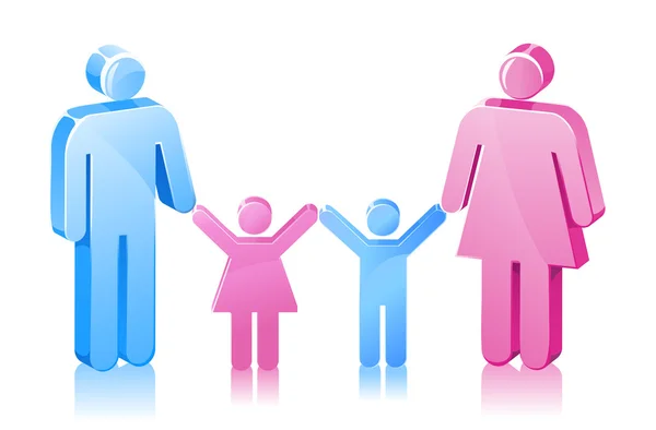 Stick Family Daughter Son Father Mother — Stock Vector