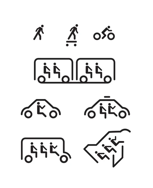 Stick Man Transportation Icons Royalty Free Stock Illustrations