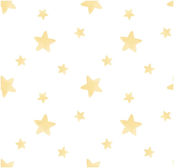 Pattern Seamless Background Pastel Yellow Stars Watercolor Painting Nursery Hand — стоковый вектор