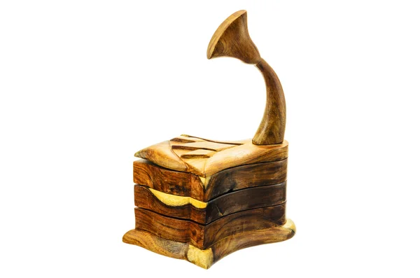 A wooden box in the form of the phonograph. — Stock Photo, Image