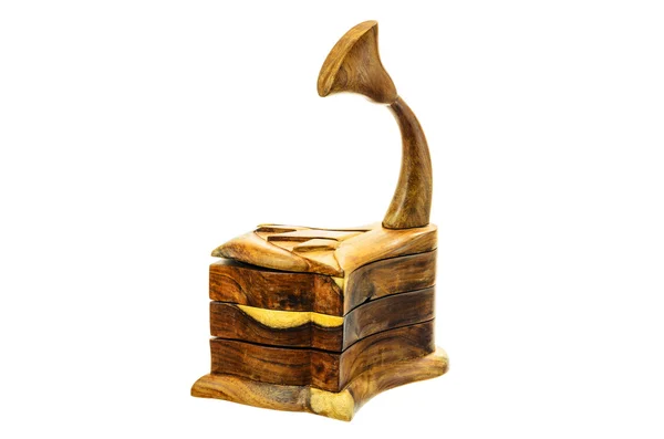 Een houten doos in de vorm van de fonograaf. — Stockfoto