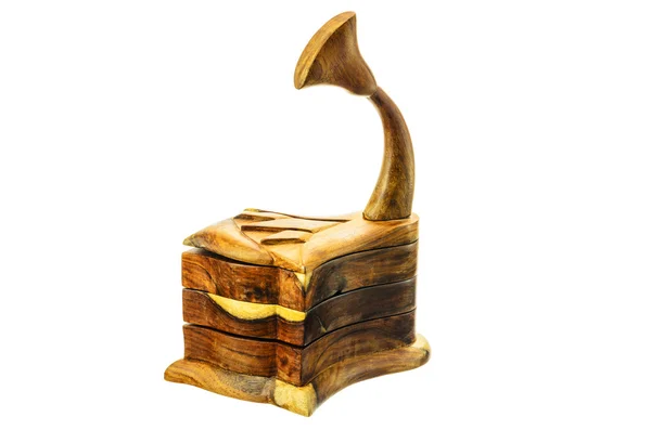 A wooden box in the form of the phonograph. — Stock Photo, Image