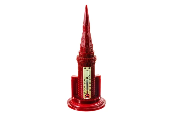 Czerwony termometr w postaci wież Kremla. — Zdjęcie stockowe