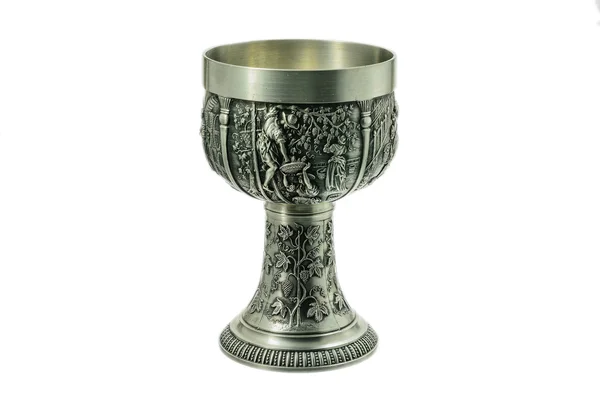 Metal wine glass with engraving. — Stockfoto