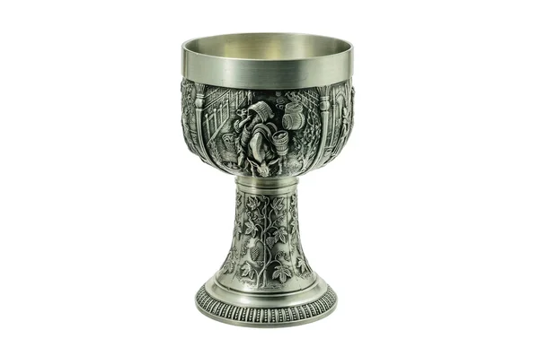 Metal wine glass with engraving. Stockfoto