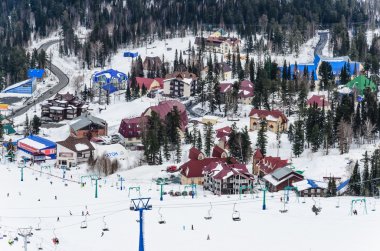 Ski resort sheregesh, dağ shoria, kemerovo bölgesi, Rusya Federasyonu.