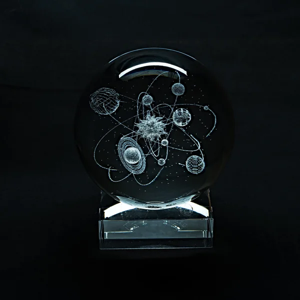 Glass items with volumetric laser engraving. — Stock Photo, Image