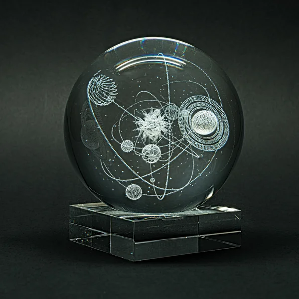 Glass items with volumetric laser engraving. — Stock Photo, Image