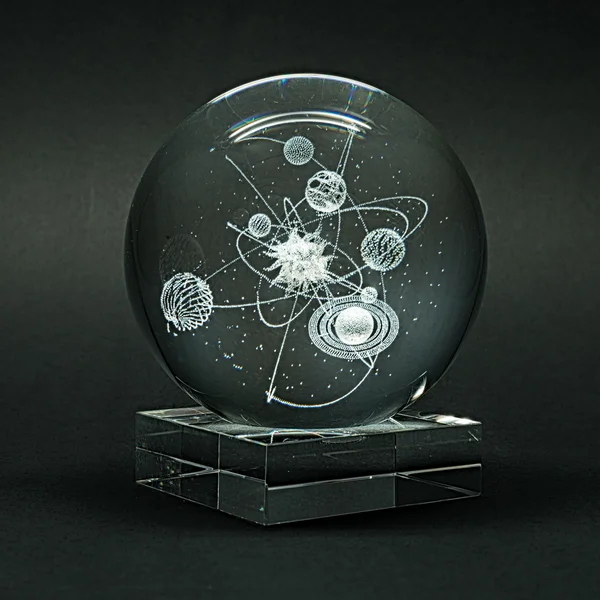 Glass items with volumetric laser engraving. — Stock Photo, Image